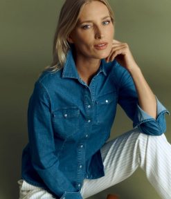 Devernois Hauts Et Chemises | Chemise En Denim De Coton Extensible