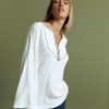 Devernois Hauts Et Chemises | Blouse Brodee En Crepe De Viscose