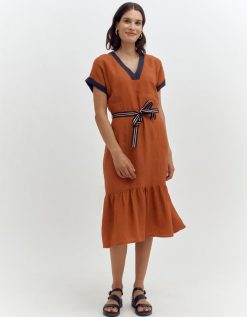 Devernois Robes Et Jupes | Robe A Volants Bicolore