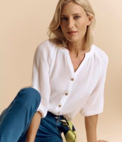 Devernois Hauts Et Chemises | Blouse Boutonnee En Gaze De Coton