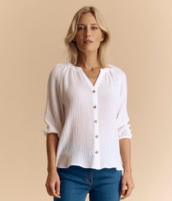 Devernois Hauts Et Chemises | Blouse Boutonnee En Gaze De Coton