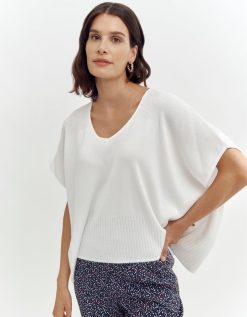 Devernois Engrener | Pull En Tricot Kimono En Cotes Placees